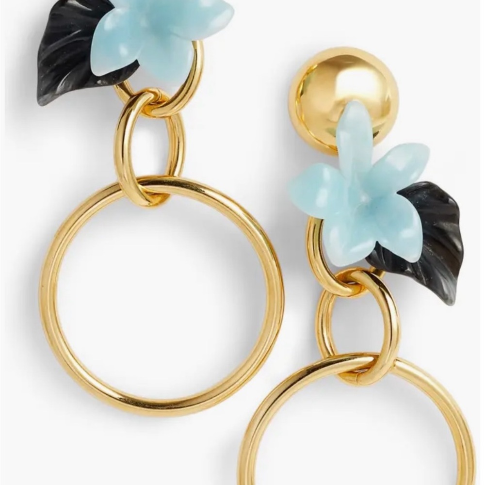 Lele Sadoughi Gold and Blue Floral Earrings